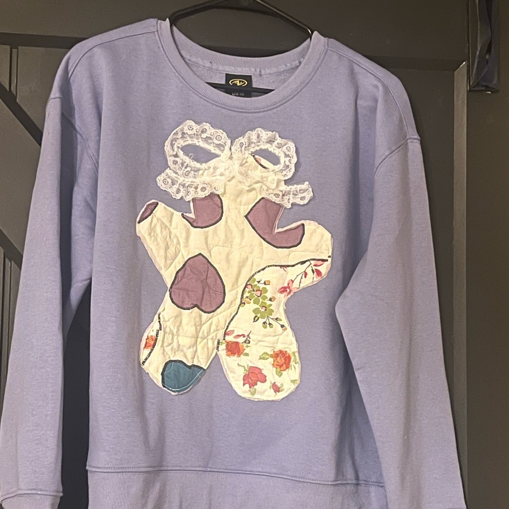 Women’s large handmade vintage quilt sweatshirt. One of a kind!